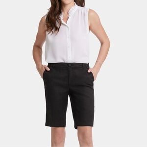 NWT NYDY Bermuda Shorts in Black In Stretch Linen Size 14 Lift x Tuck Technology